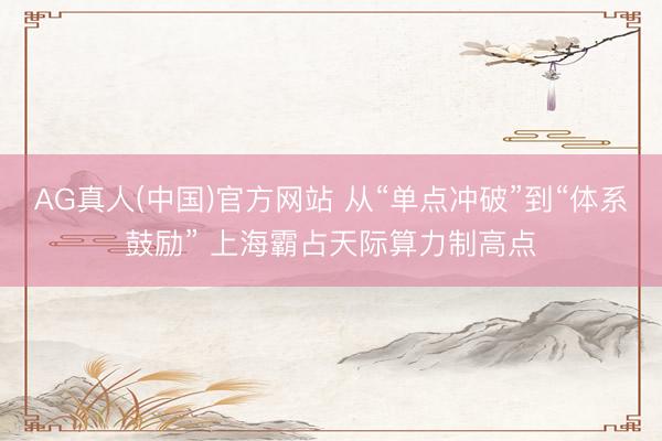 AG真人(中国)官方网站 从“单点冲破”到“体系鼓励” 上海霸占天际算力制高点