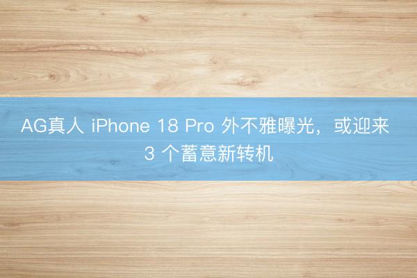 AG真人 iPhone 18 Pro 外不雅曝光，或迎来 3 个蓄意新转机