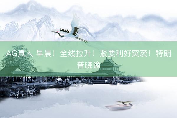 AG真人 早晨！全线拉升！紧要利好突袭！特朗普晓谕
